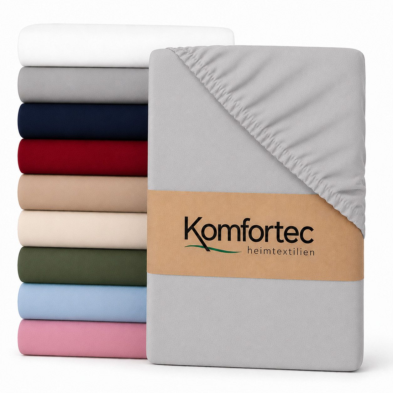 Komfortec Spannbettlaken Boxspringbett bis 15cm - 30cm Matratzenhöhe, Mikrofaser, Gummizug: Rundum, (1 Stück), 90x200 cm, Grau