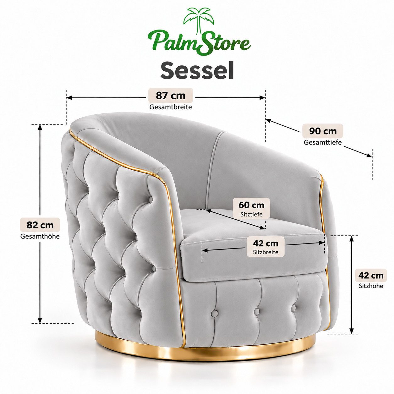 Palms-Store Sofa -Set MIRA mit Knopfheftung in 5 edlen Farbvarianten, Spar-Set, 3-Sitzer + 3-Sitzer + Sessel – Bild 4 von 5