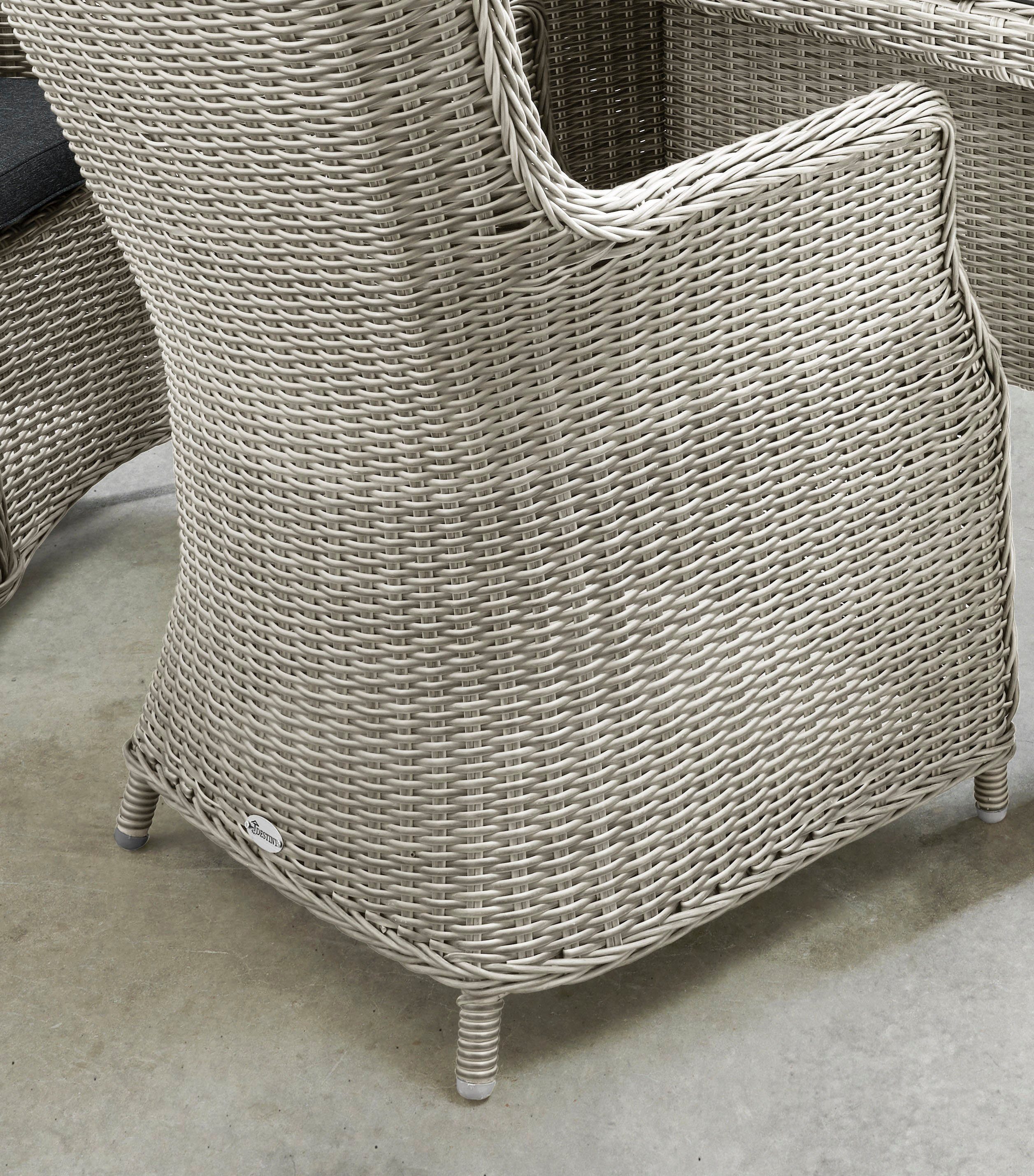 Destiny Garten-Essgruppe LUNA, (13-tlg., 4x Sessel, 1x Tisch, inkl. Auflagen), Aluminium, Polyrattan