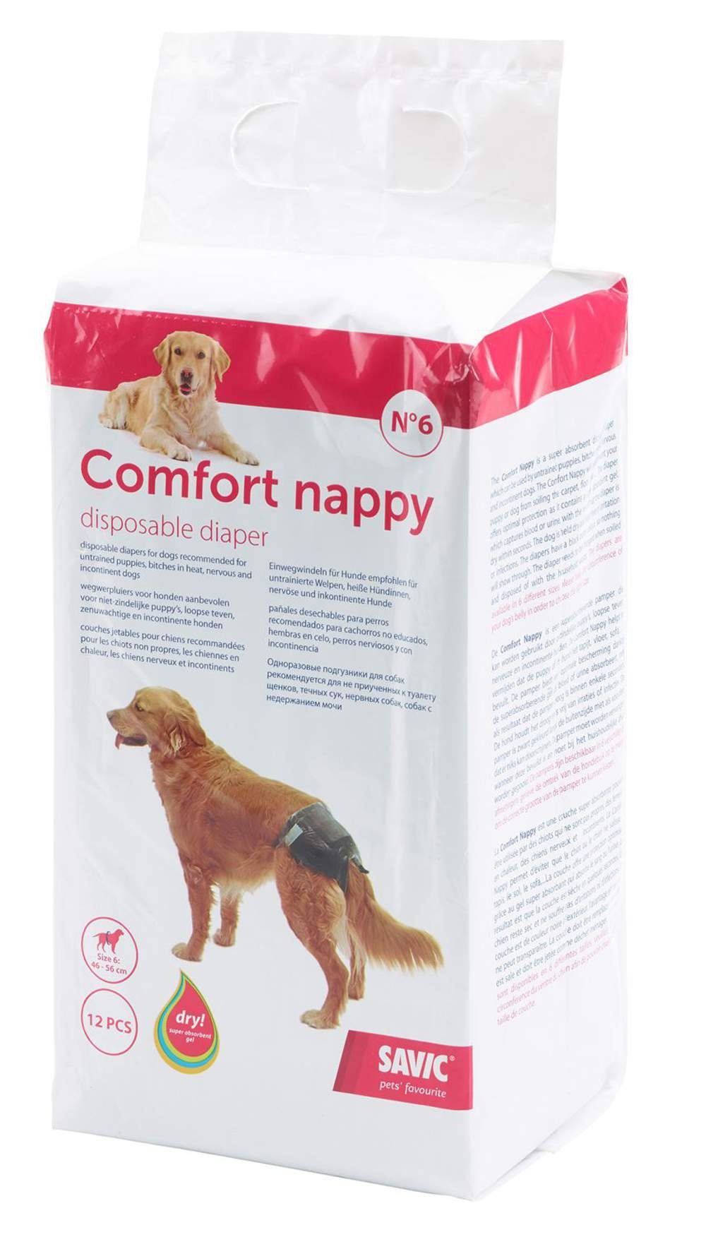 Savic Hundewindel Hundewindel Einwegwindel Schutzhose, für Hunde Comfort Nappy Größe 6 (Taillenumfang: 46-56 cm) schwarz6