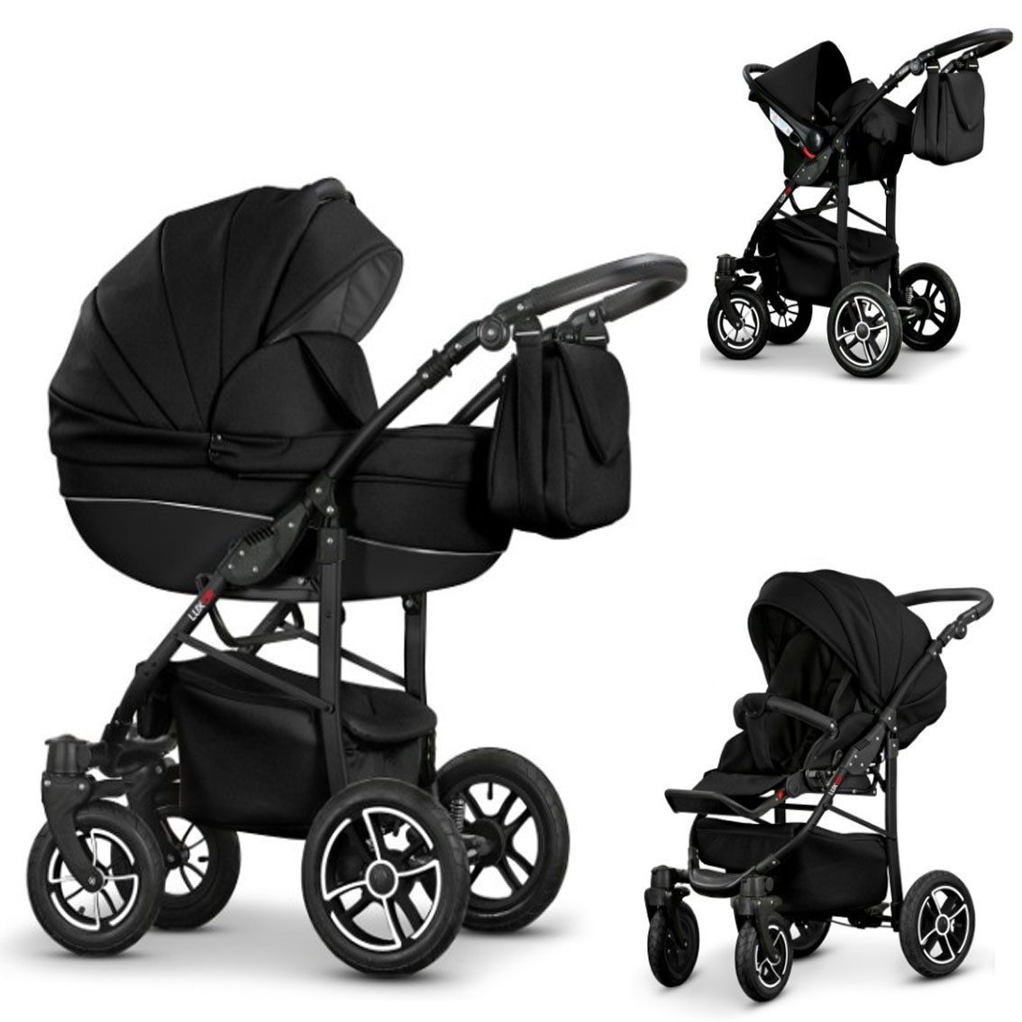Kombi-Kinderwagen Craft Eco 4 in 1 inkl. Sportsitz, Autositz und Zubehör in 16 Farben