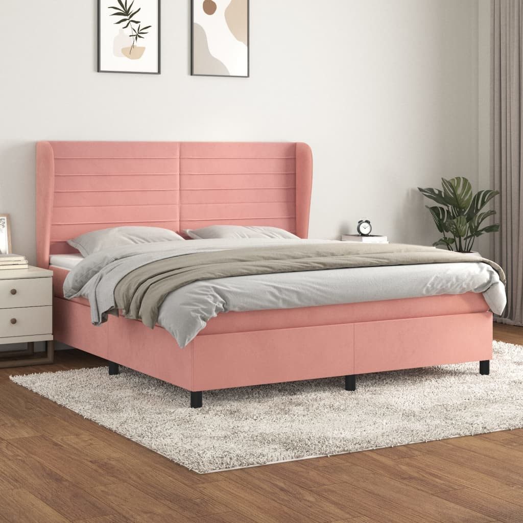 Bett Boxspringbett Rosa 203 x 183 x 118/128 cm mit Kopfteil