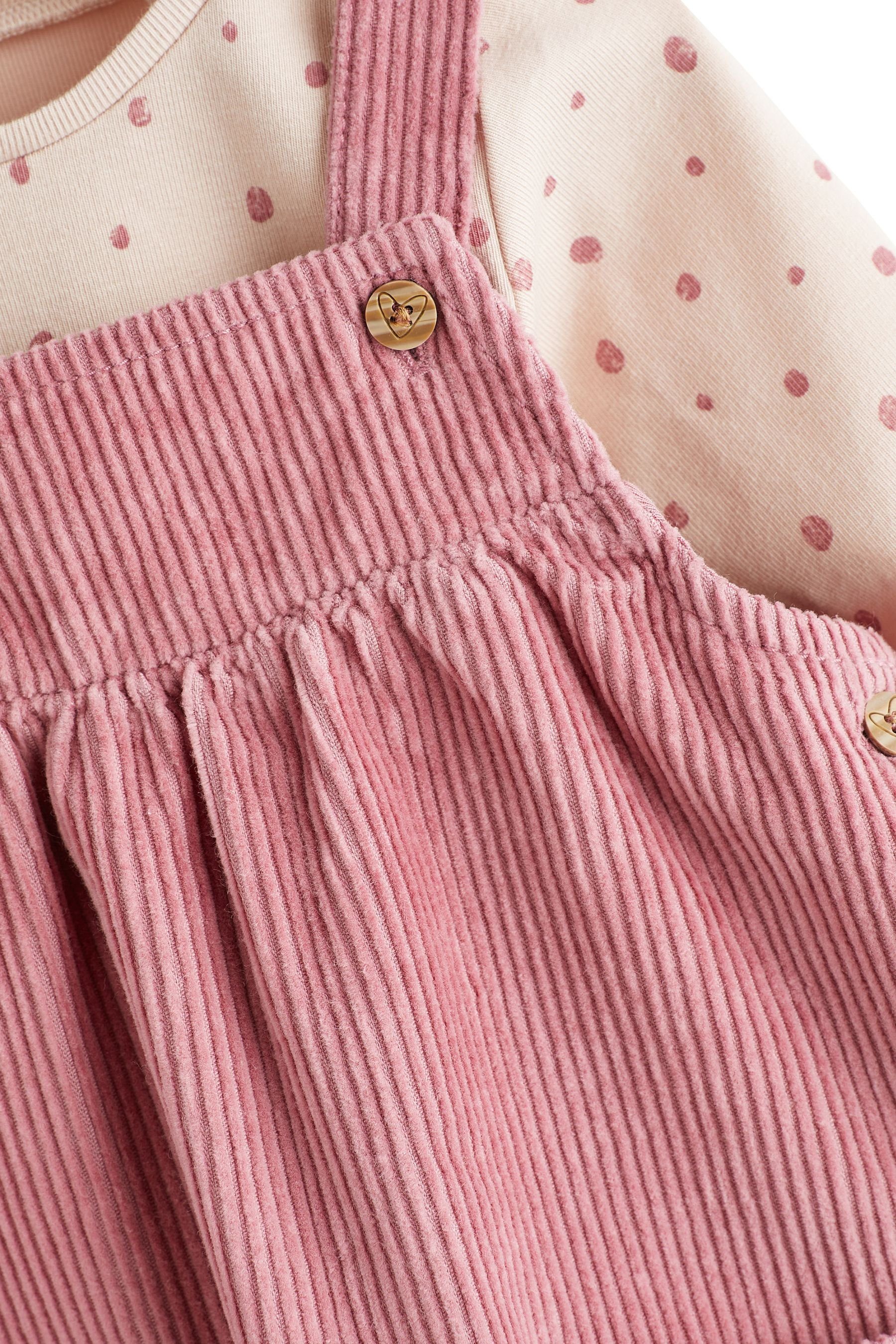 (2-tlg) mit Bodysuit Baby-Set Pink Next und Latzkleid Cord-Trägerkleid