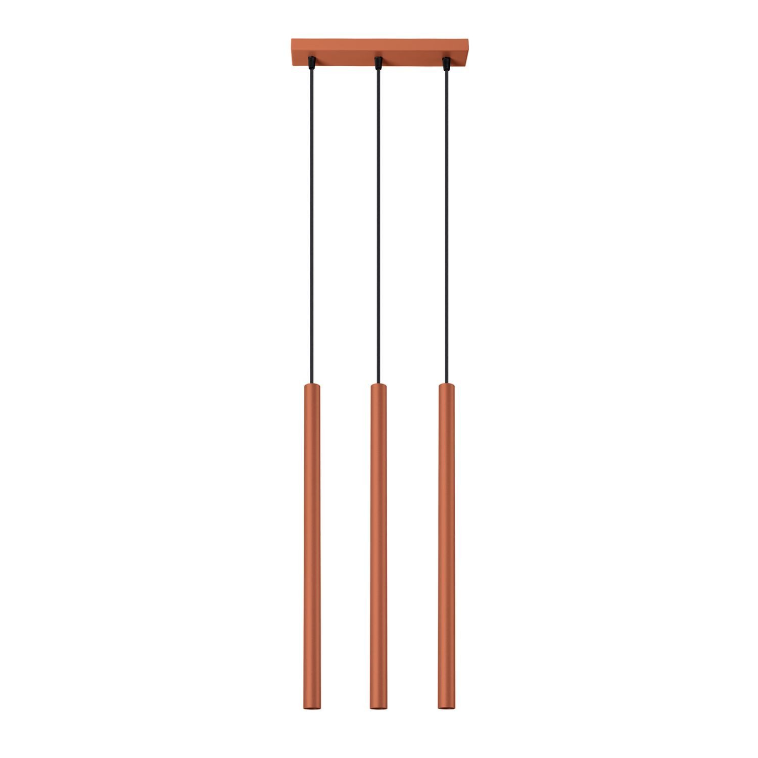 Licht-Erlebnisse Pendelleuchte PETERA, ohne Leuchtmittel, Metall G9 H: max. 94 cm Ocker 3-flammig länglich Modern