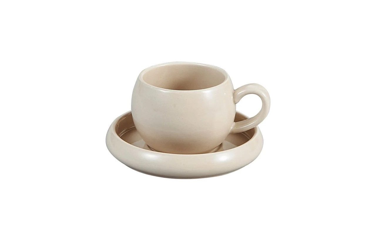 Almina Kaffeeservice Lissa Bonna Beige Kaffee Tassen Set für 6 Personen (12-tlg), Porzellan