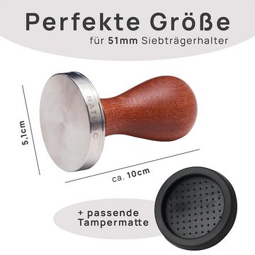 natumo French Press Kanne NATUMO Espresso Tamper mit Holzgriff, Siebträger Zubehör, Kaffe Tampe