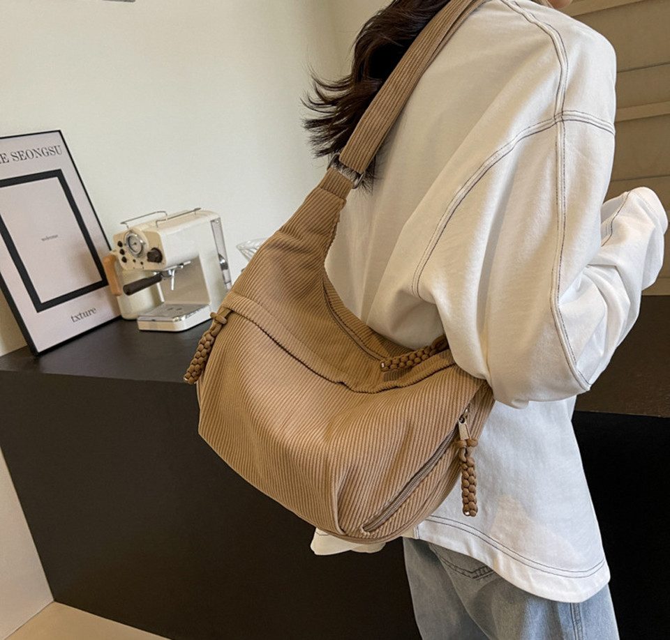 Bextsrack Umhängetasche Schultertasche Damen Kordsamt-Schultertasch, Mit Schultergurt Einstellbar, Gürteltasche für jeden Anlass