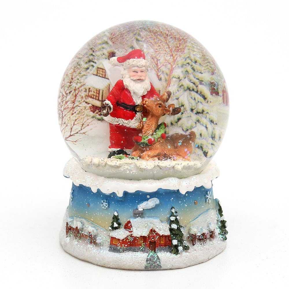 Dekohelden24 Schneekugel Schneekugel, Santa, Maße H/B/Ø Kugel: ca. 8,5 x 7 cm/ Ø 6,5 cm. (1 St) rot