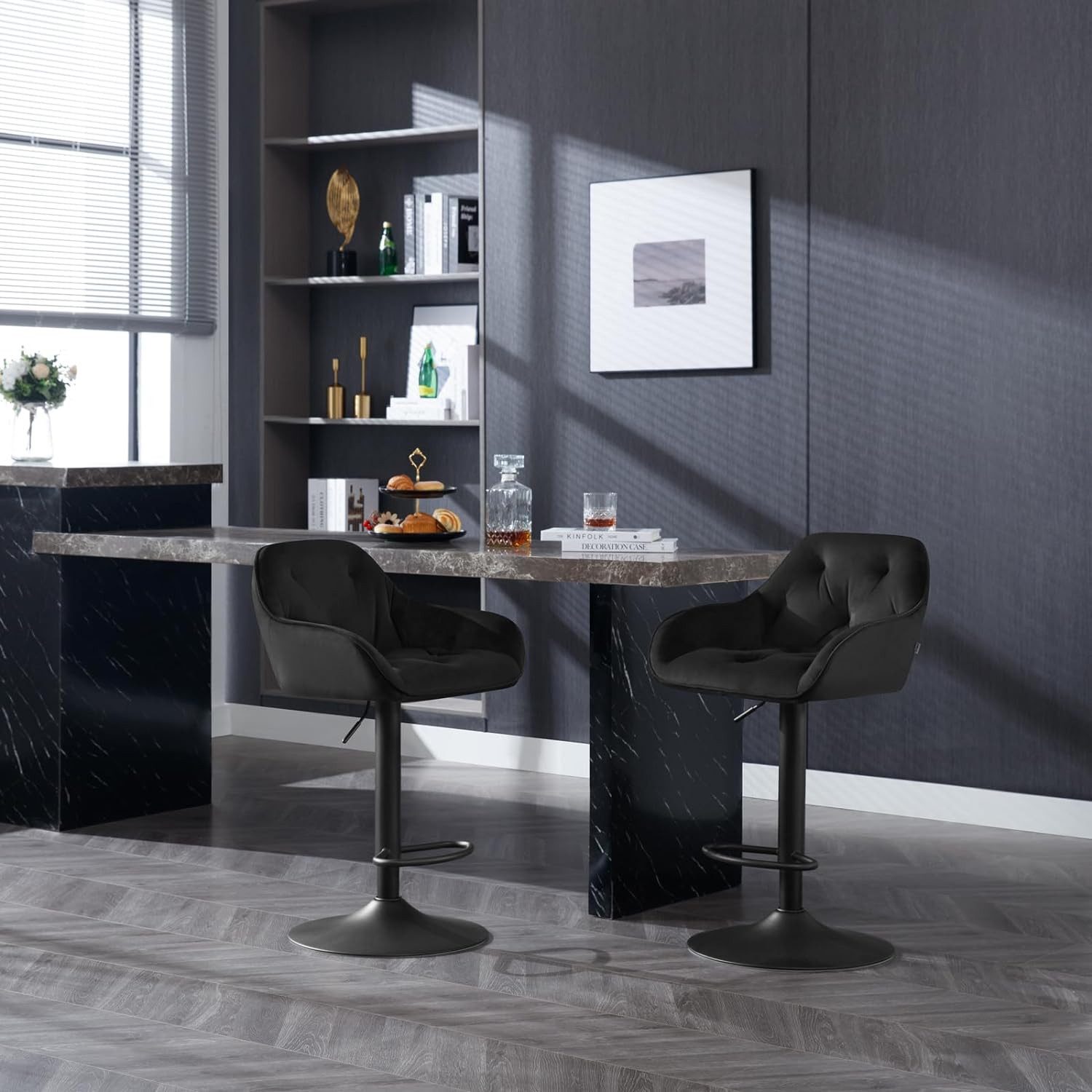 Woltu Barhocker (4 St), höhenverstellbar drehbar, mit Armlehmen Fußstütze günstig online kaufen