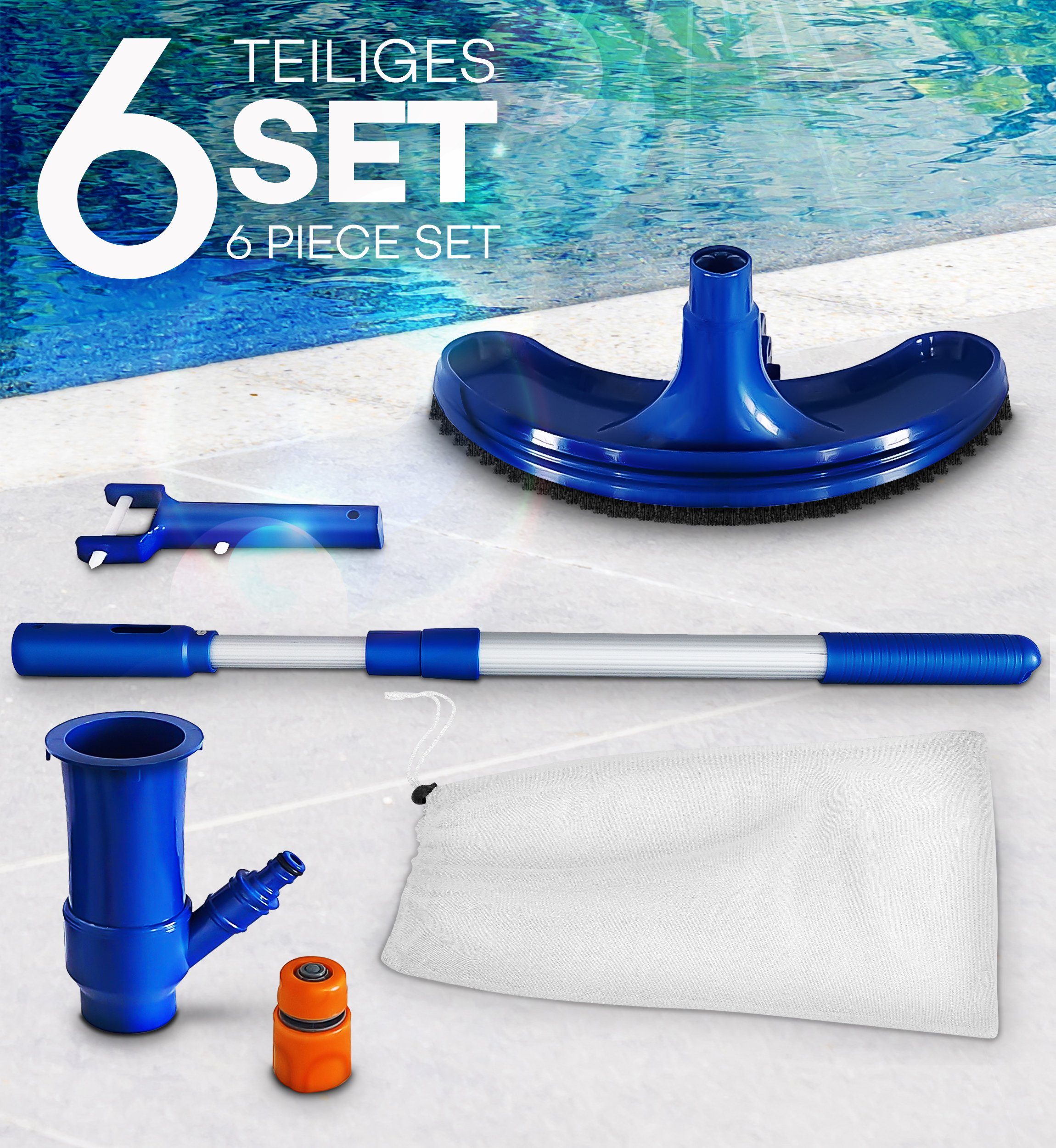tillvex Poolbodensauger Pool Bodensauger Set, Poolsauger mit Saugbürste Teleskopstange