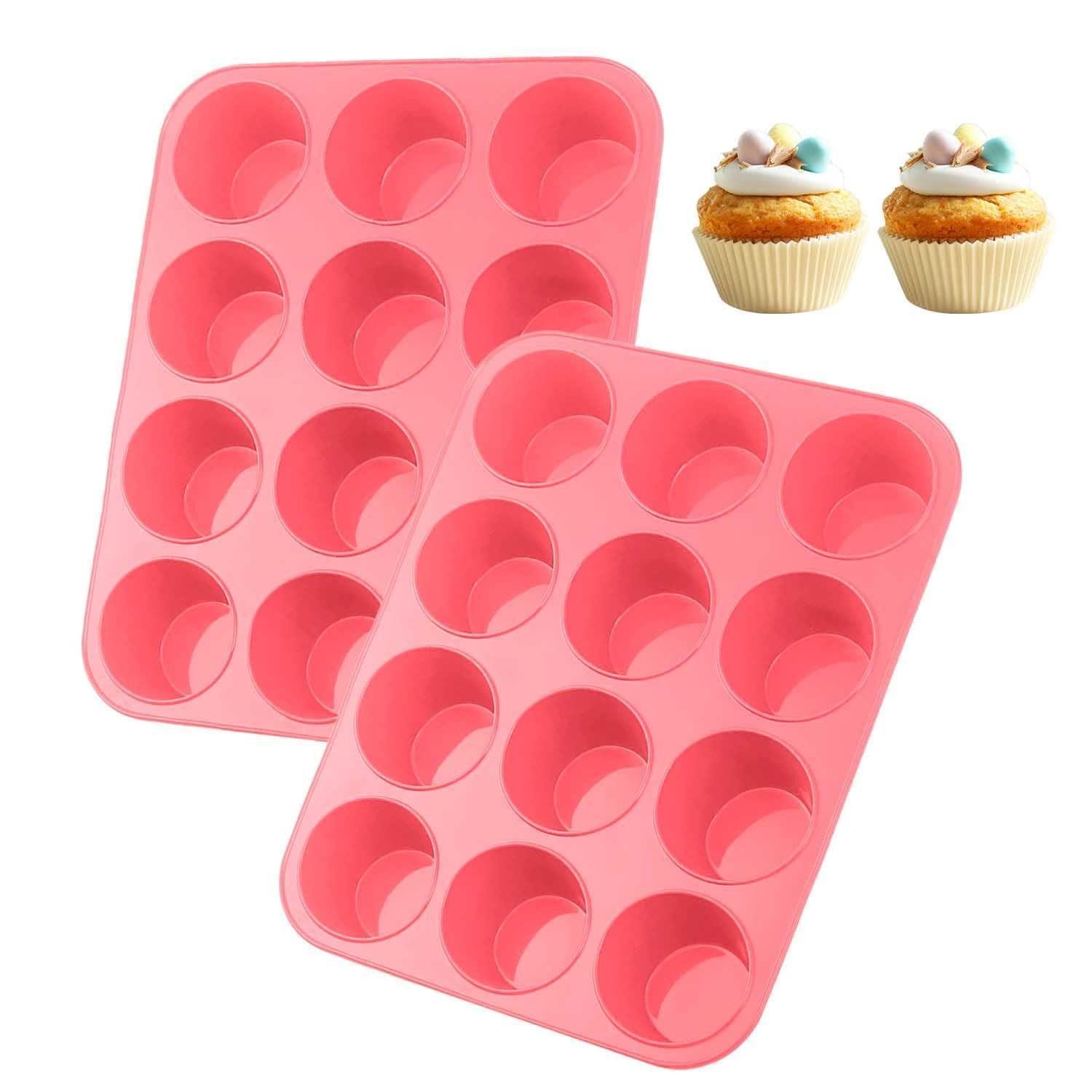 LuxusKollektion Muffinform Muffinblech Silikon 12er Rosa Groß, (2-tlg)