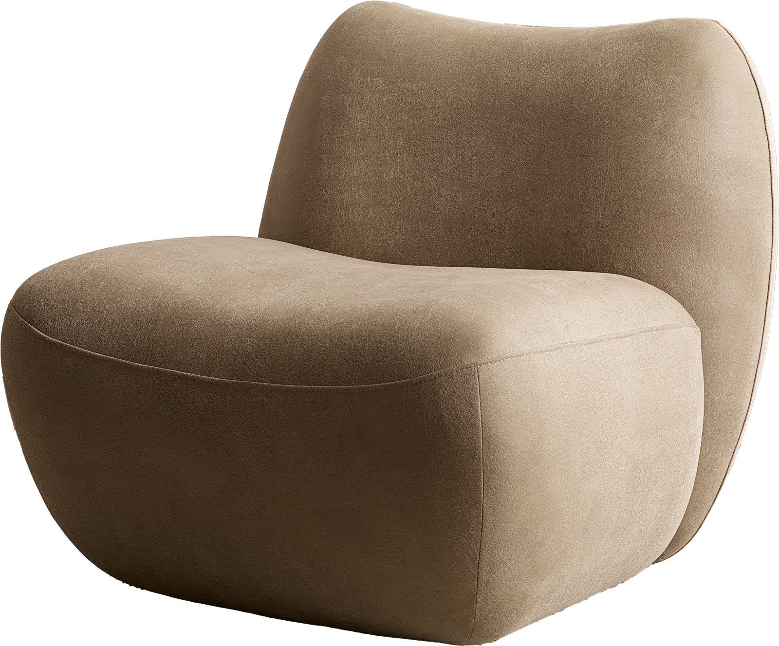 DELIFE Cocktailsessel Zena, Mikrofaser Beige Vintage 75x85 cm Loungesessel