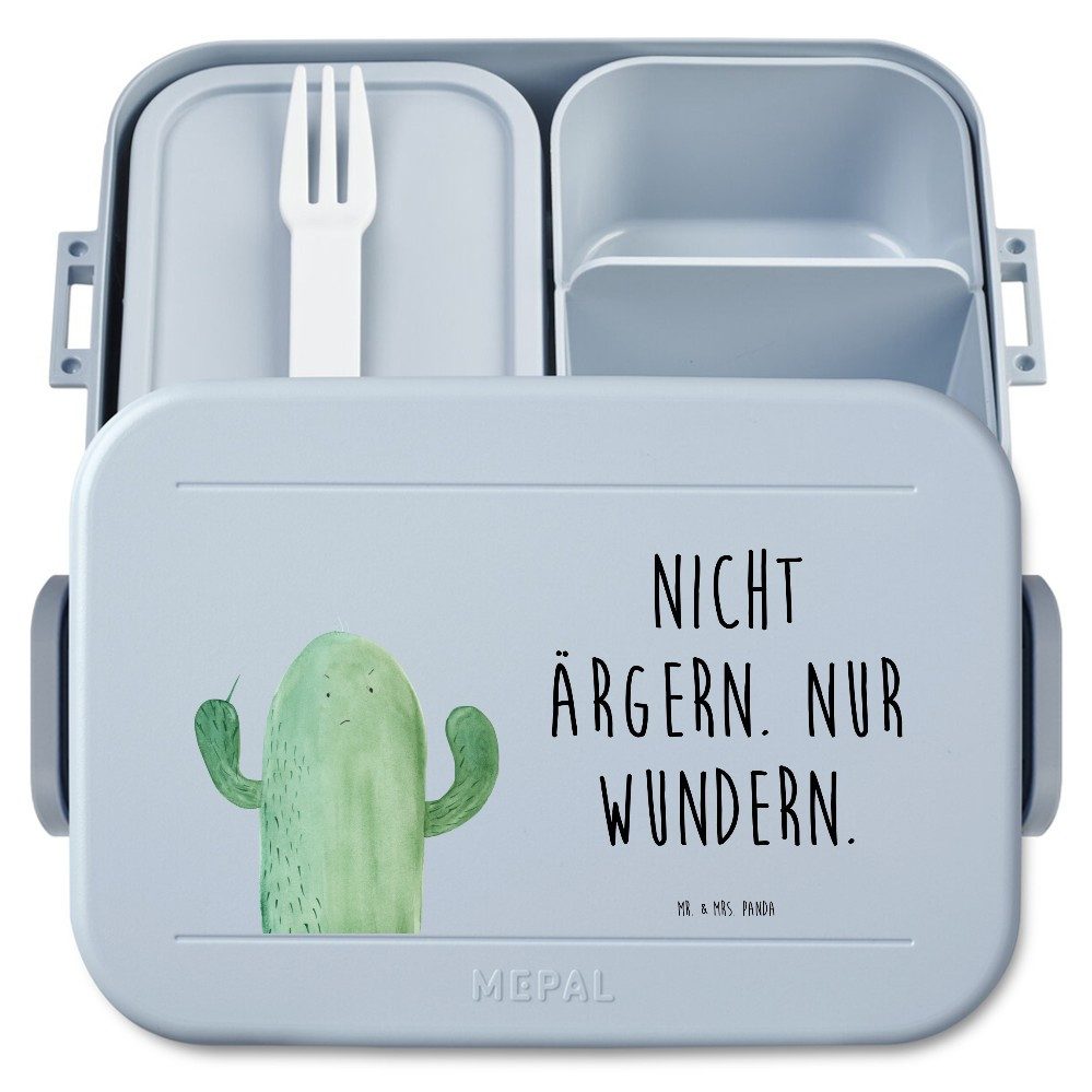 Mr. & Mrs. Panda Butterdose Kaktus Wut Motiv, Bento Box, Blau Pastell, Lunchbox, Kakteen, Büro, K, Polypropylen lebensmittelecht, (Packung), Bento-Brotdose Büro Jausenbox