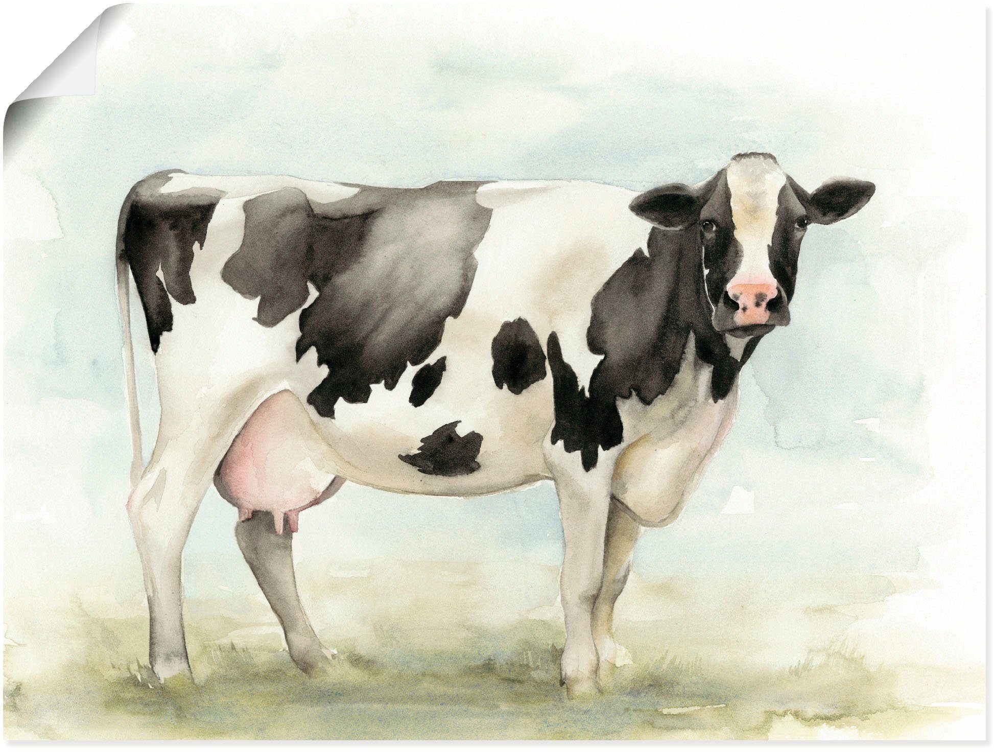 Artland Wandbild Wasserfarben Kuh I, Haustiere (1 St), als Alubild, Leinwandbild, Wandaufkleber oder Poster in versch. Größen