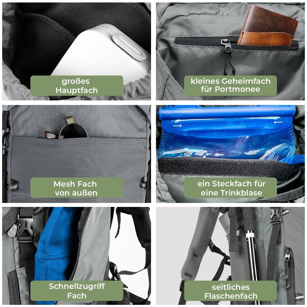 Langenberg Wanderrucksack Wanderrucksack Herren und Damen [Trekkingrucksack 40 L], ☑