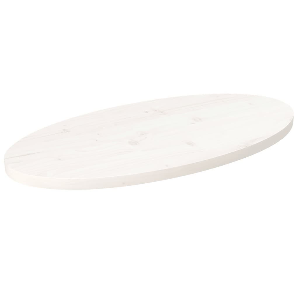 furnicato Tischplatte Weiß 70x35x2,5 cm Massivholz Kiefer Oval (1 St)