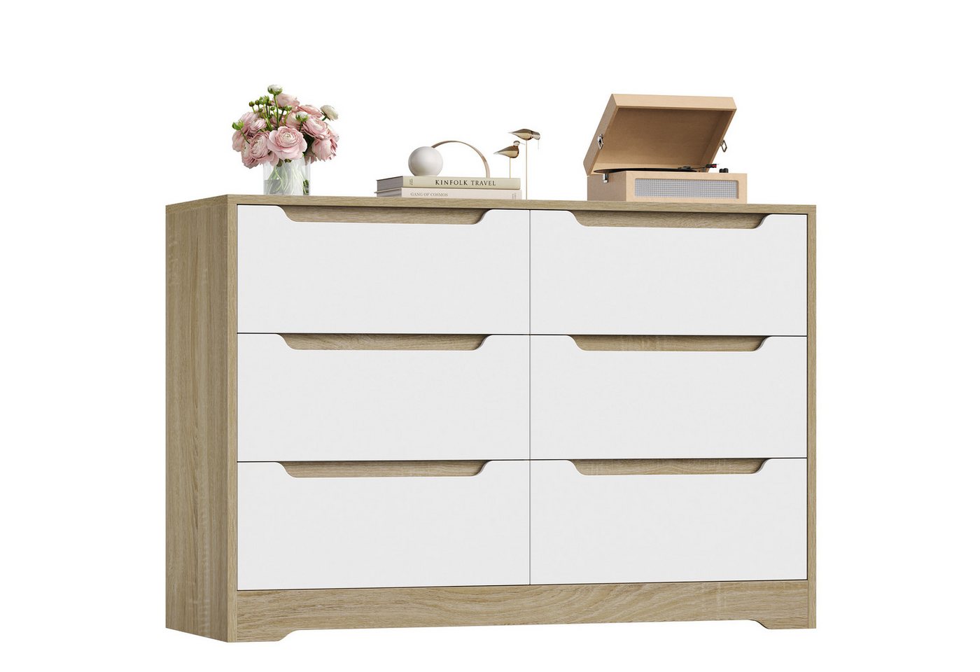 HOMECHO Kommode, mit 6 Schubladen, Schubladenschrank Modern Mehrzweckschrank aus Holz