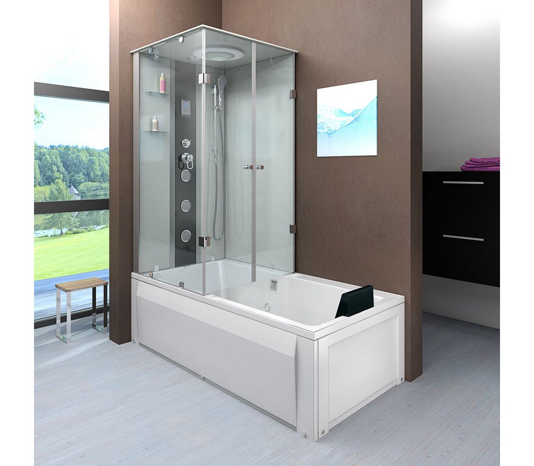 Thumbnail - AcquaVapore Grossraumdusche Dusche Wanne Kombination K05-R01 90x180, Sicherheitsglas ESG, inklusive Duschwanne, Moderner...