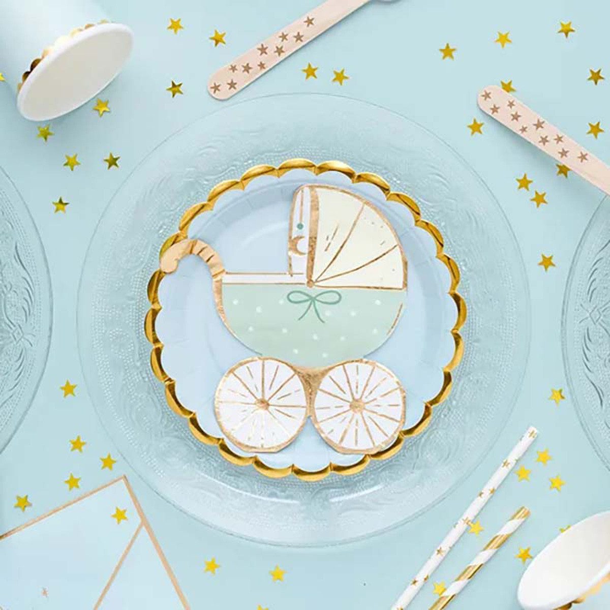 partydeco Papierserviette Servietten 'Baby Kinderwagen' 20Stk./14x15 cm, Bl