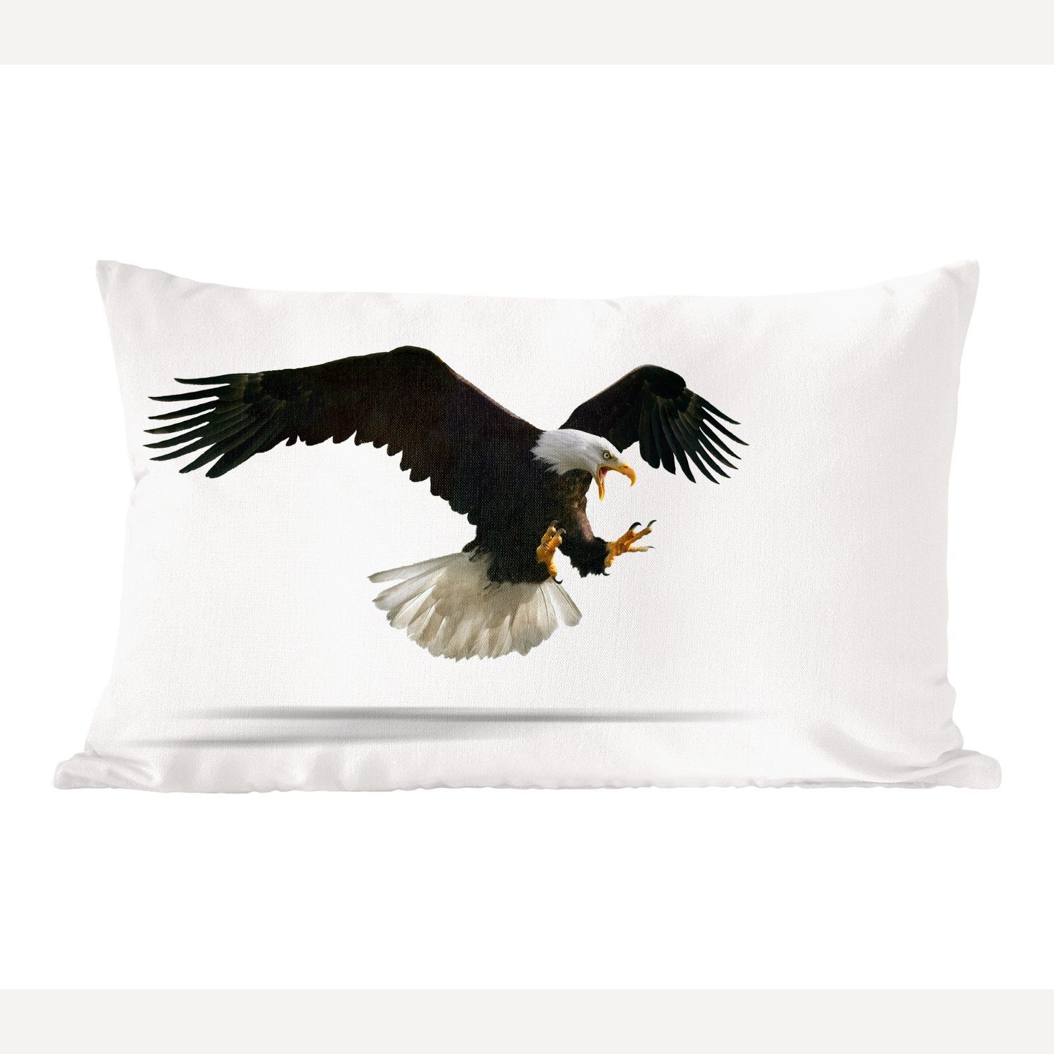 Wohzimmer Zierkissen, Dekoration, Weiß, Füllung, MuchoWow - - mit Vogel Dekokissen Adler Schlafzimmer Dekokissen