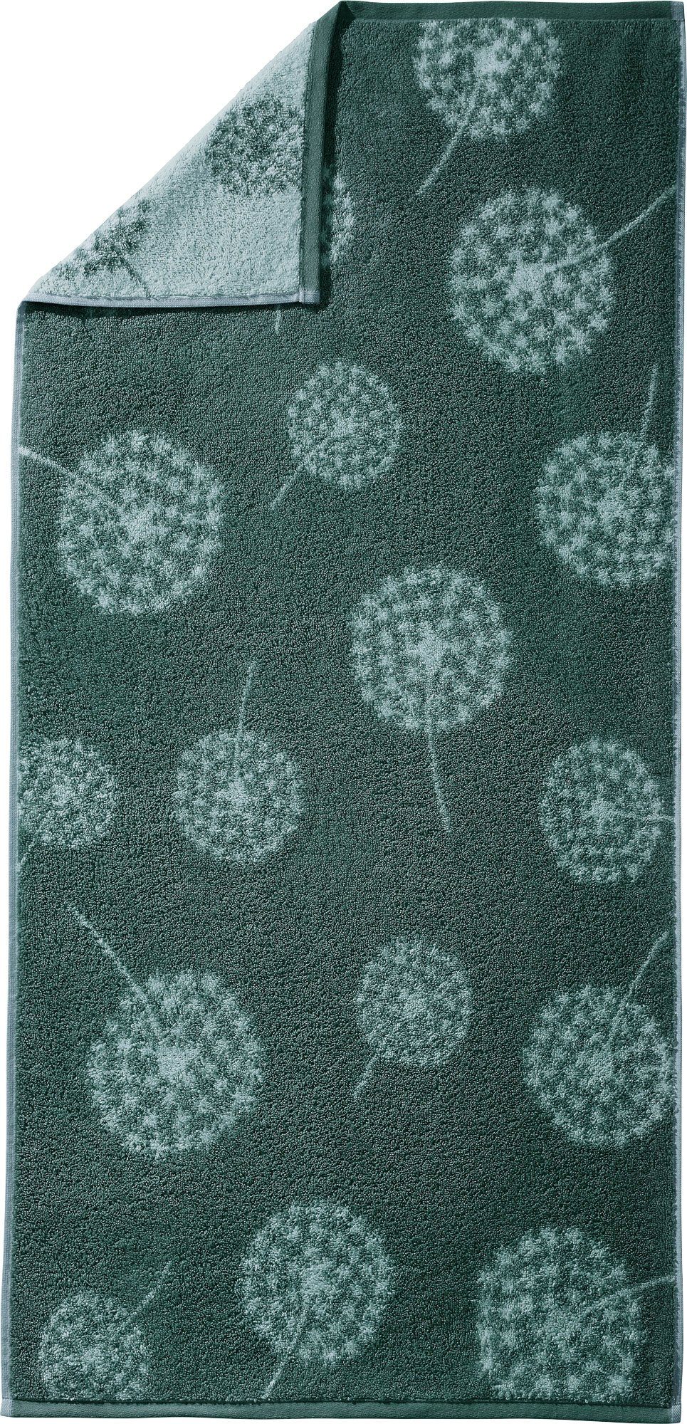 Erwin Müller Duschtuch Duschtuch oliv-jade Walk-Frottier "Pusteblume", (1-St), Frottier Blumen