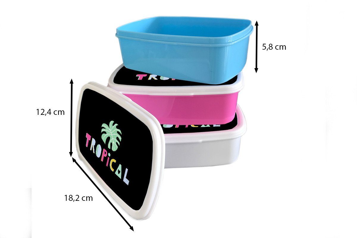 weiß und Mädchen Jungs Lunchbox - - Erwachsene, Kunststoff, Tropisch (2-tlg), Sommer für Kinder und für Brotdose, Blätter, MuchoWow Brotbox