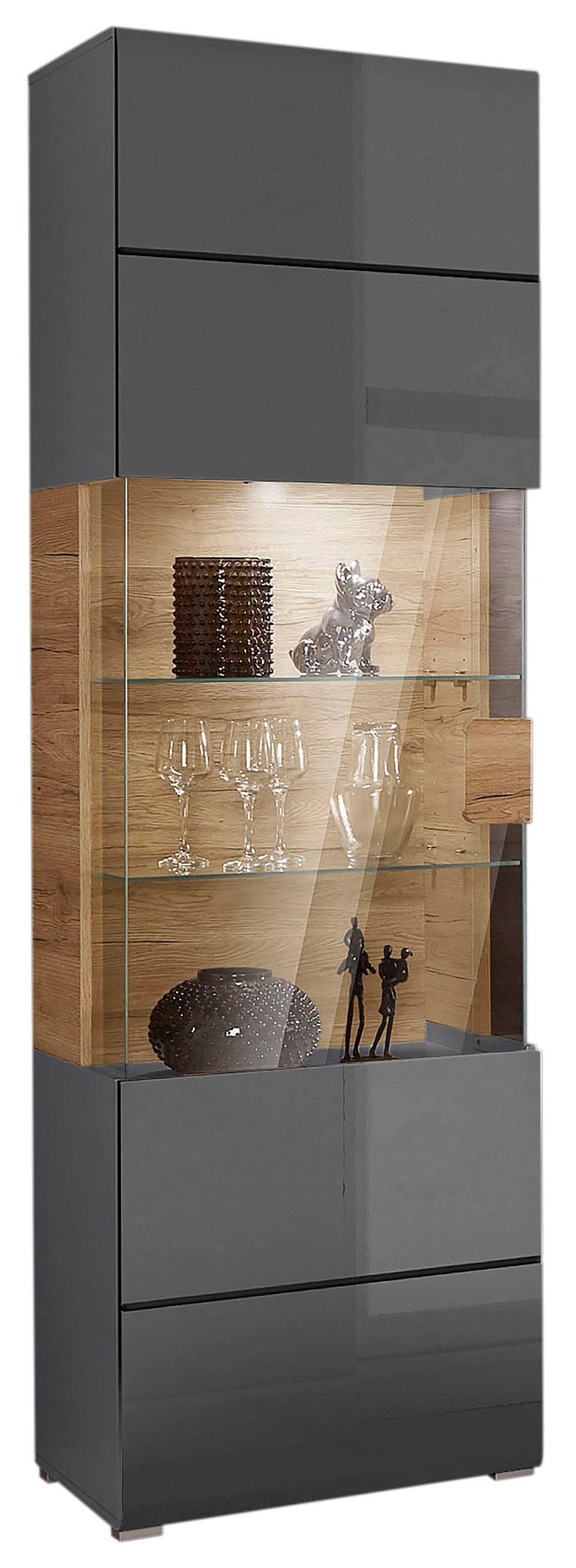 OTTO home Vitrine Toledo,Höhe 204 cm trendige Glasvitrine mit dekorative Fr günstig online kaufen