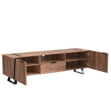 Ulife Lowboard TV-Schrank, Holzoptik Fernsehschrank, Wohnzimmer, aus Holz, B:173cm