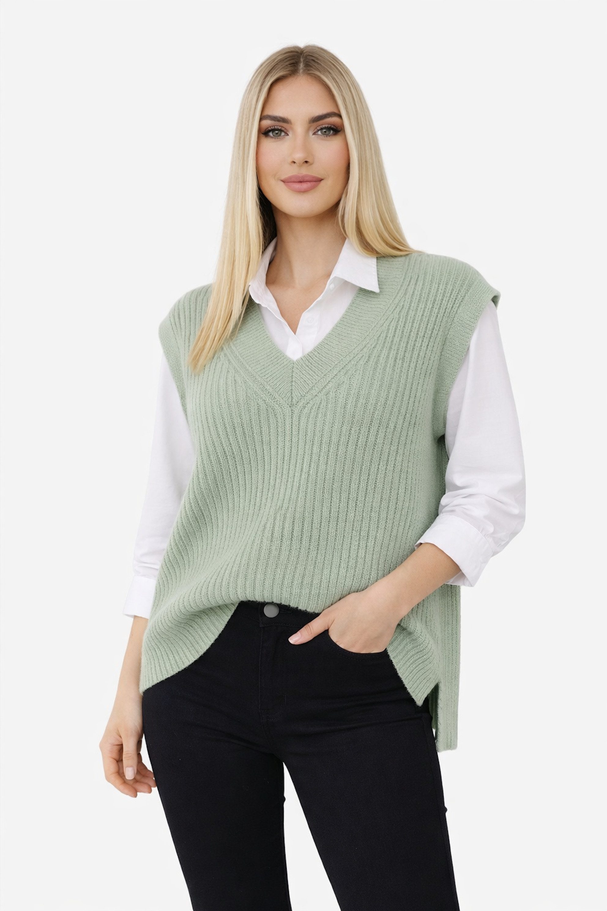 Worldclassca Pullunder WORLDCLASSCA Damen Strickpullunder mit Bluseneinsatz 2 in 1 Fashion Neue Kollektion - Stilvolle und gemütliche Strickmode für Damen
