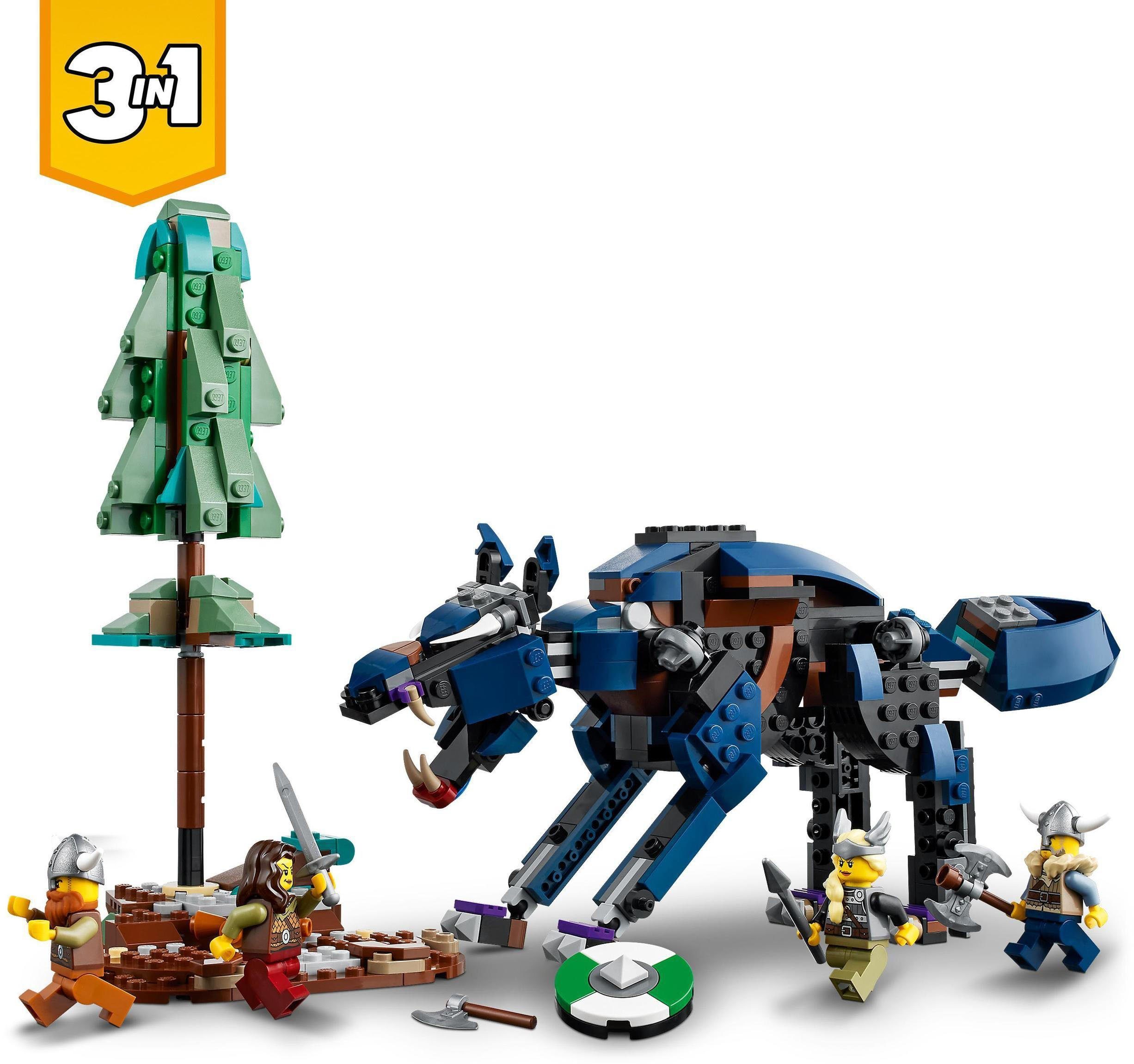 LEGO® Konstruktionsspielsteine mit 3in1, Made Creator Europe in Wikingerschiff (31132), LEGO® Midgardschlange St), (1192