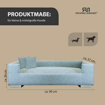 Rohrschneider Tiersofa Hundesofa Hundebett für mittelgroße / große Hunde, hoher Rand, türkis, robuster Polsterstoff aus 100% Polyester, inkl. 2x Dekokissen