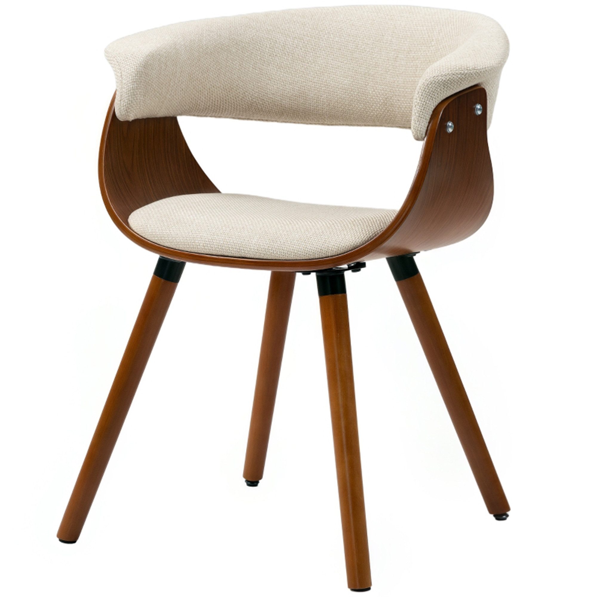 MC Star Esszimmerstuhl Küchenstuhl mit Rückenlehne, Leinenoptik, Sessel Polsterstuhl (mit Holzbeine für Esstisch, Beige)
