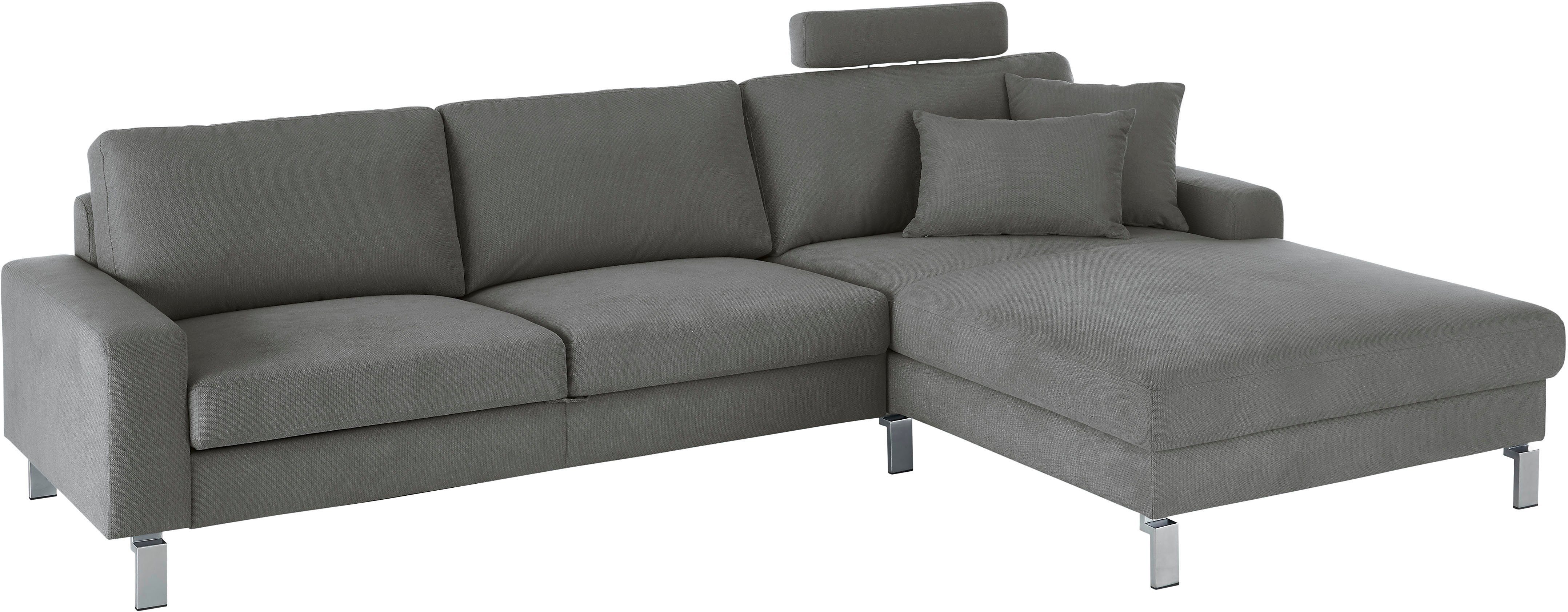 3C Candy Ecksofa Lecce, wahlweise PUR-Schaumstoff oder Tonnentaschenfederkern, Bett im 2,5-Sitzer, teilmotorische Schlaffunktion im Longchair, L-Form