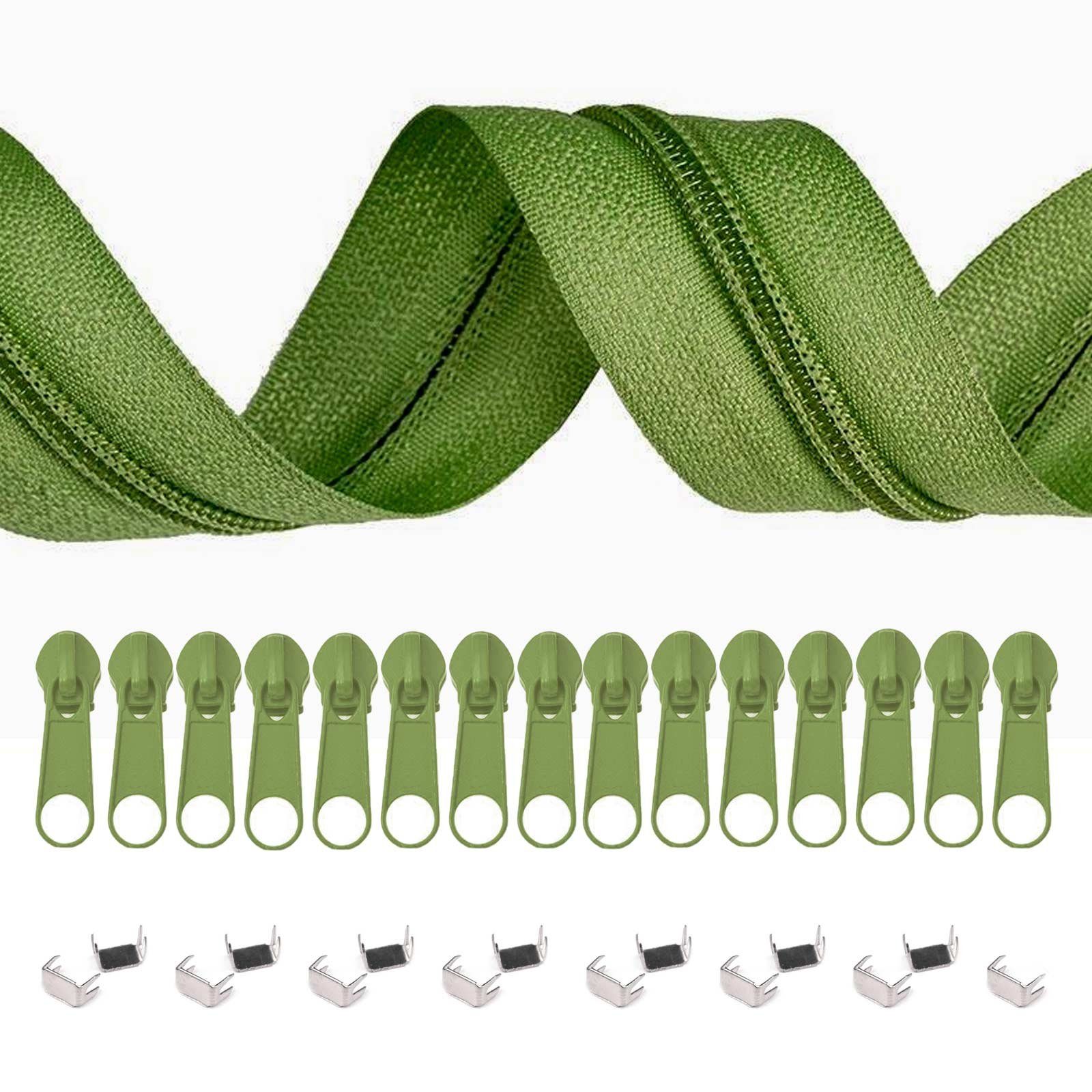 maDDma Kreativset 6m Endlos-Reißverschluss 5mm mit 15 Zippern und 15 Endstücke