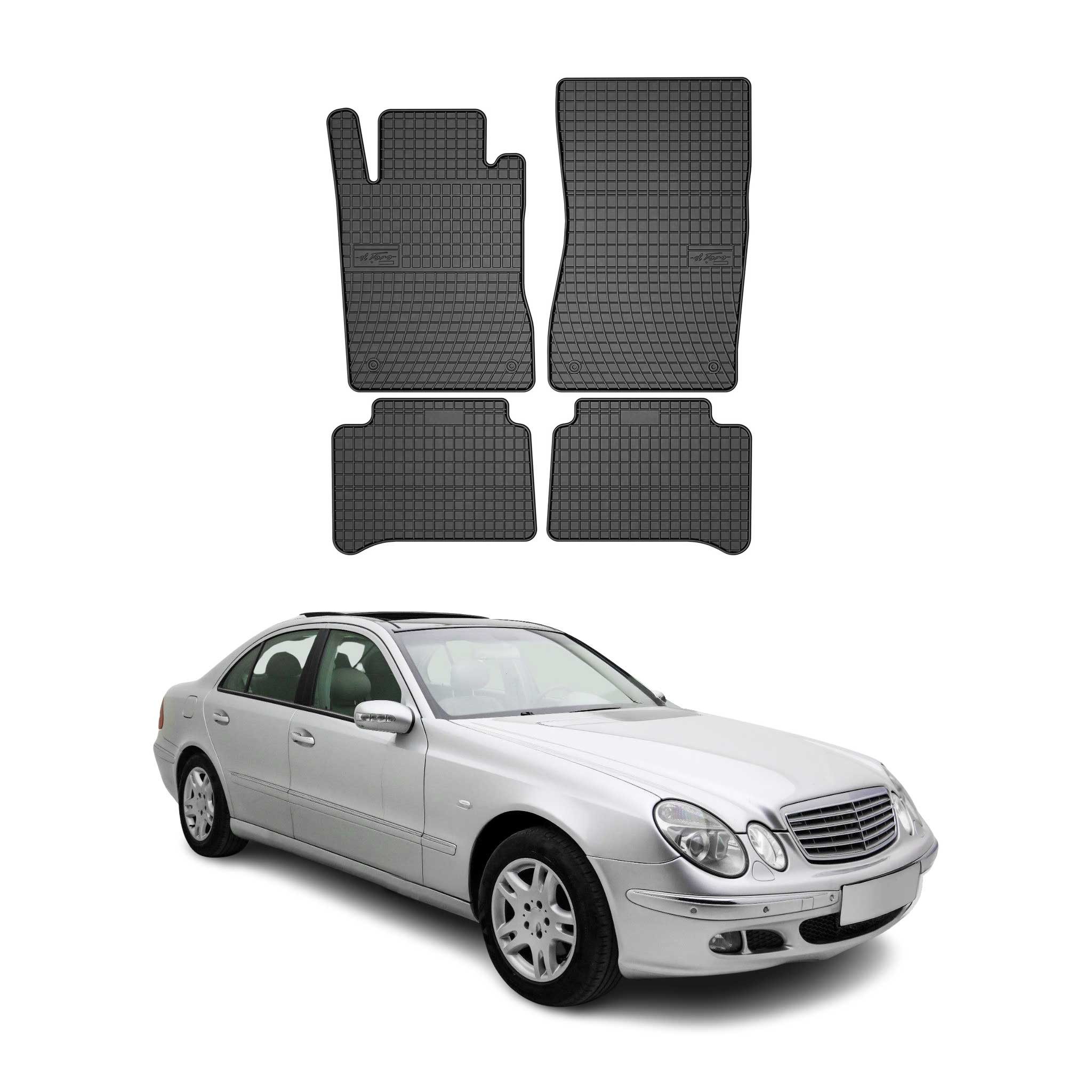 OMAC Auto-Fußmatten für Mercedes E Klasse W211 2002-2009 Schwarz 4 tlg (4 St), für Mercedes E Klasse W211 2002-2009 Mercedes E Klasse W211 2002-2009, Antirutsch,Wasserfest,Einfache Installation