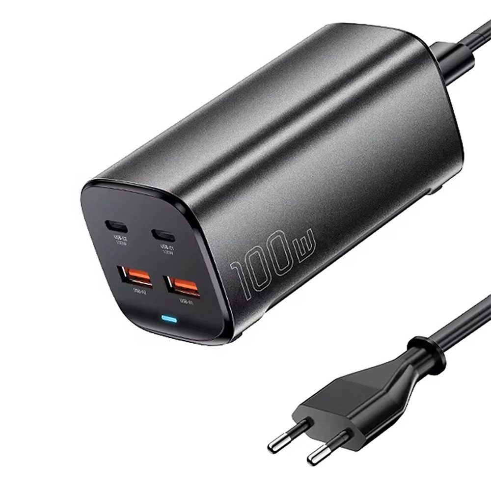 BLiTZWOLF Ladestation (5000 mA, GaN Ladegerät 100W, 4 Ports (2×USB-C + 2×USB-A), Schnellladegerät)