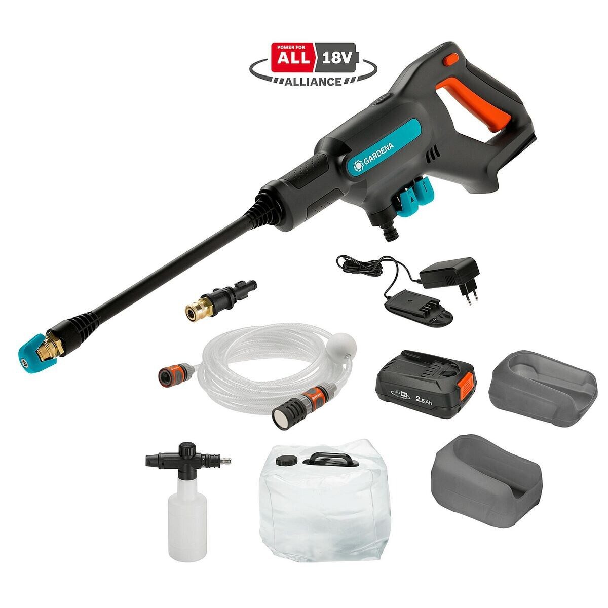 GARDENA Akku-Hochdruckreiniger AquaClean 24/18V P4A, Druck max: 24 bar, inkl. Akku/ Ladegerät