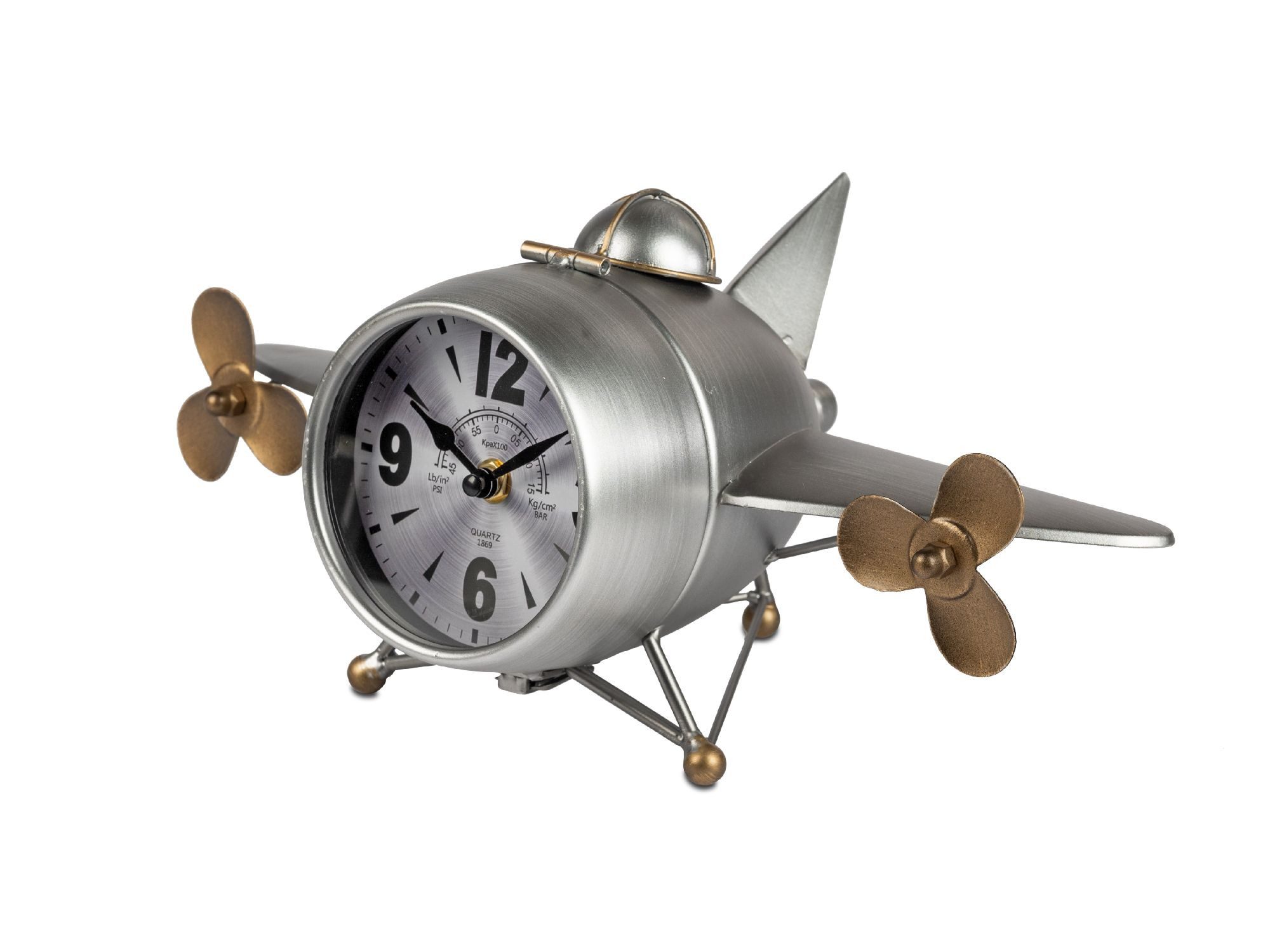 formano Tischuhr Fahrzeuge Höhe: 17cm, Farbe: Silber, Motiv: Flugzeug