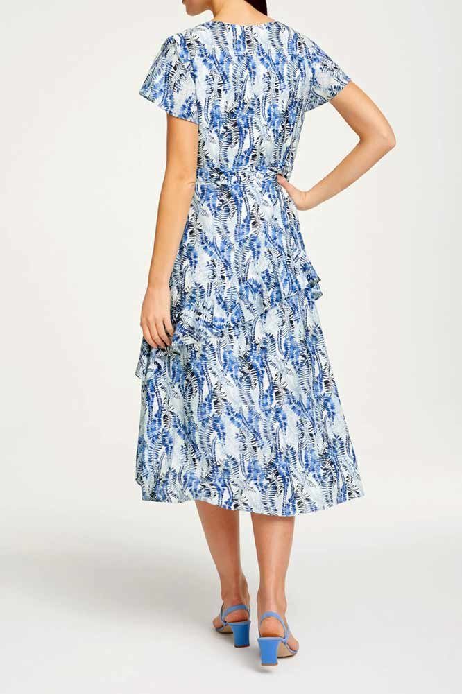 Ashley Brooke m. ASHLEY Shirtkleid Damen Designer-Seidenkleid by weiß-blau heine BROOKE Volants
