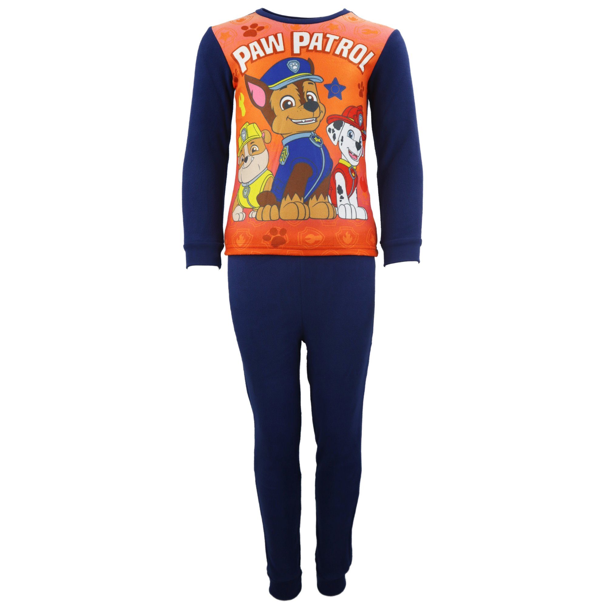92 Patrol PAW Pyjama Kinder bis Paw 128 PATROL Schlafanzug Jungen Fleece Polar Blau Gr.