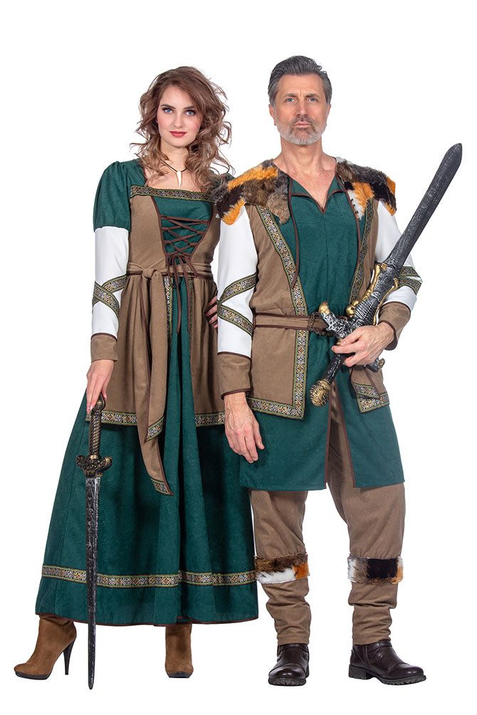 Karneval-Klamotten Wikinger-Kostüm Damen Kriegerin Nordmann Viking Frauenkostüm, Wikingerkleid Frauenkostüm hochwertig Karneval Partnerkostüm