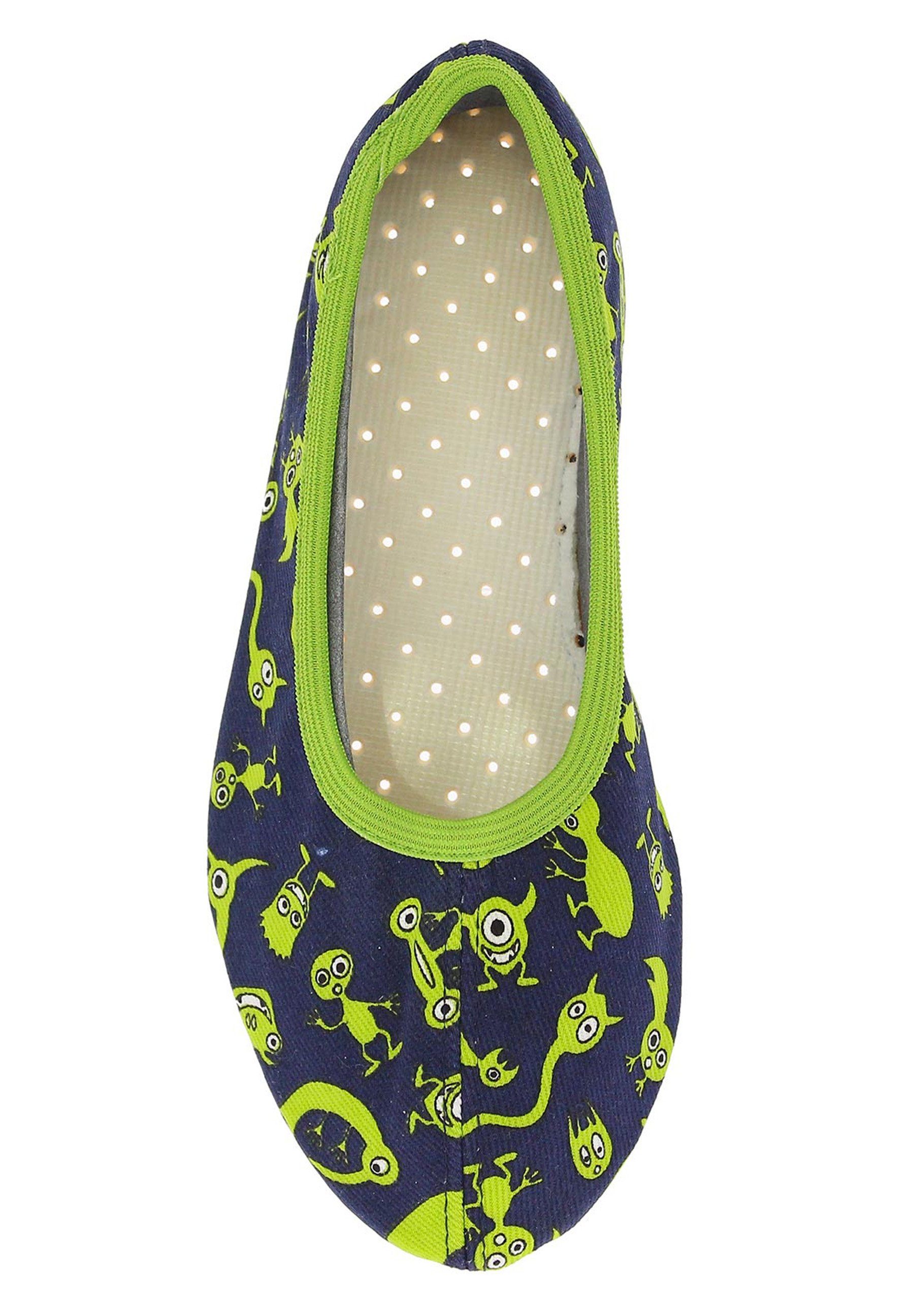 Beck Schläppchen Monster mit atmungaktiver Sohle Gymnastikschuh (bis Gr. 38 erhältlich, rundum atmungsaktiv) perfekt gegen Schwitzefüße