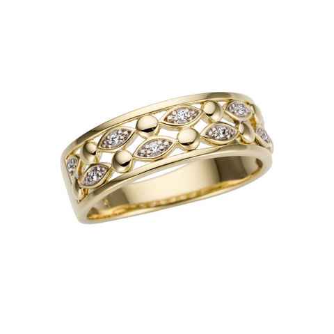 Firetti Goldring Schmuck Geschenk Gold 585, teilw. rhodiniert, massiv, mit Brillanten