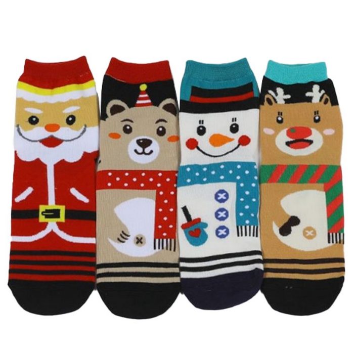 FeelGlad Socken Bunte Weihnachtsgeschenkbox Weihnachtsstrümpfe (4-Paar)