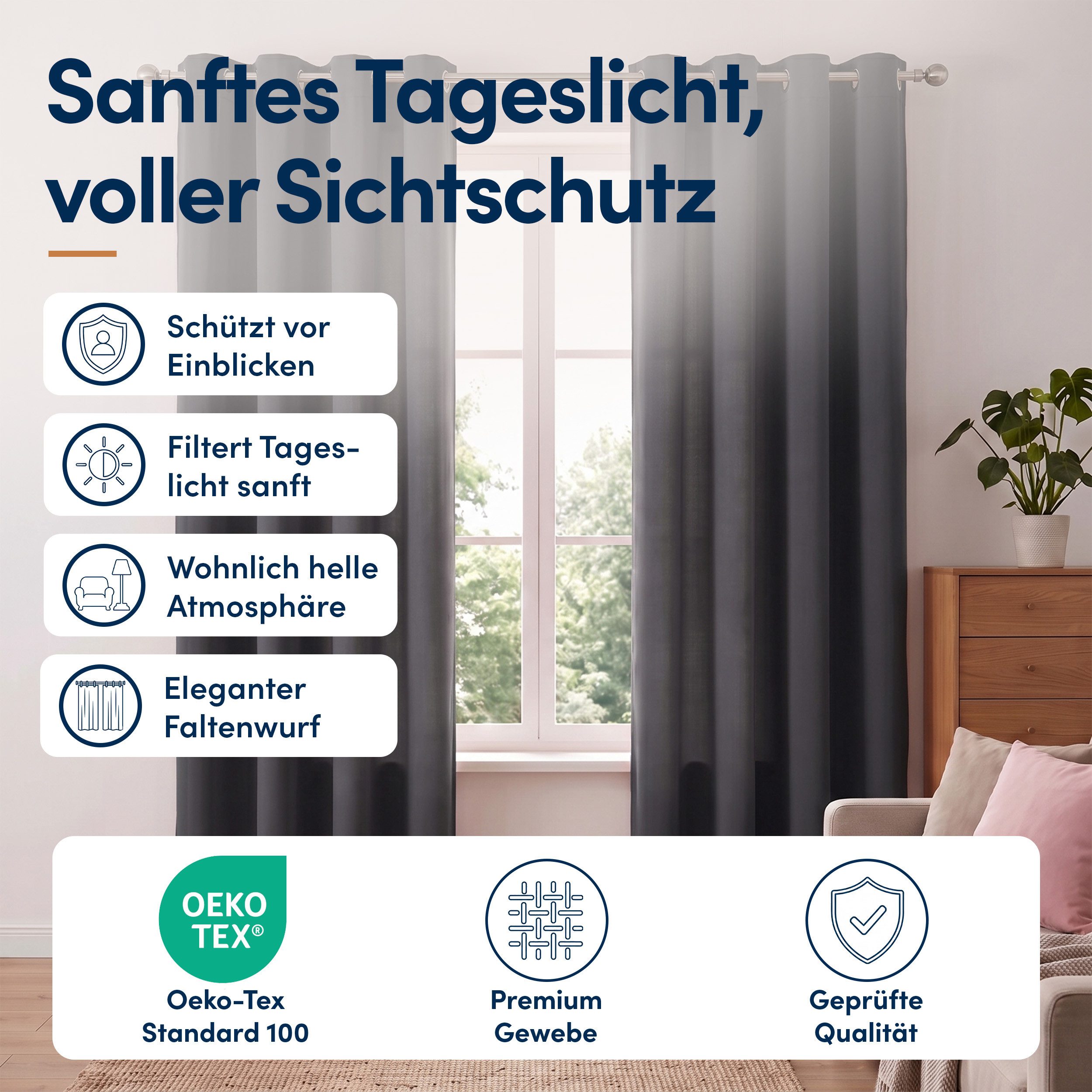 Stoffschmiede Gardine, Blickdicht, Raumverdunkler, Ösen