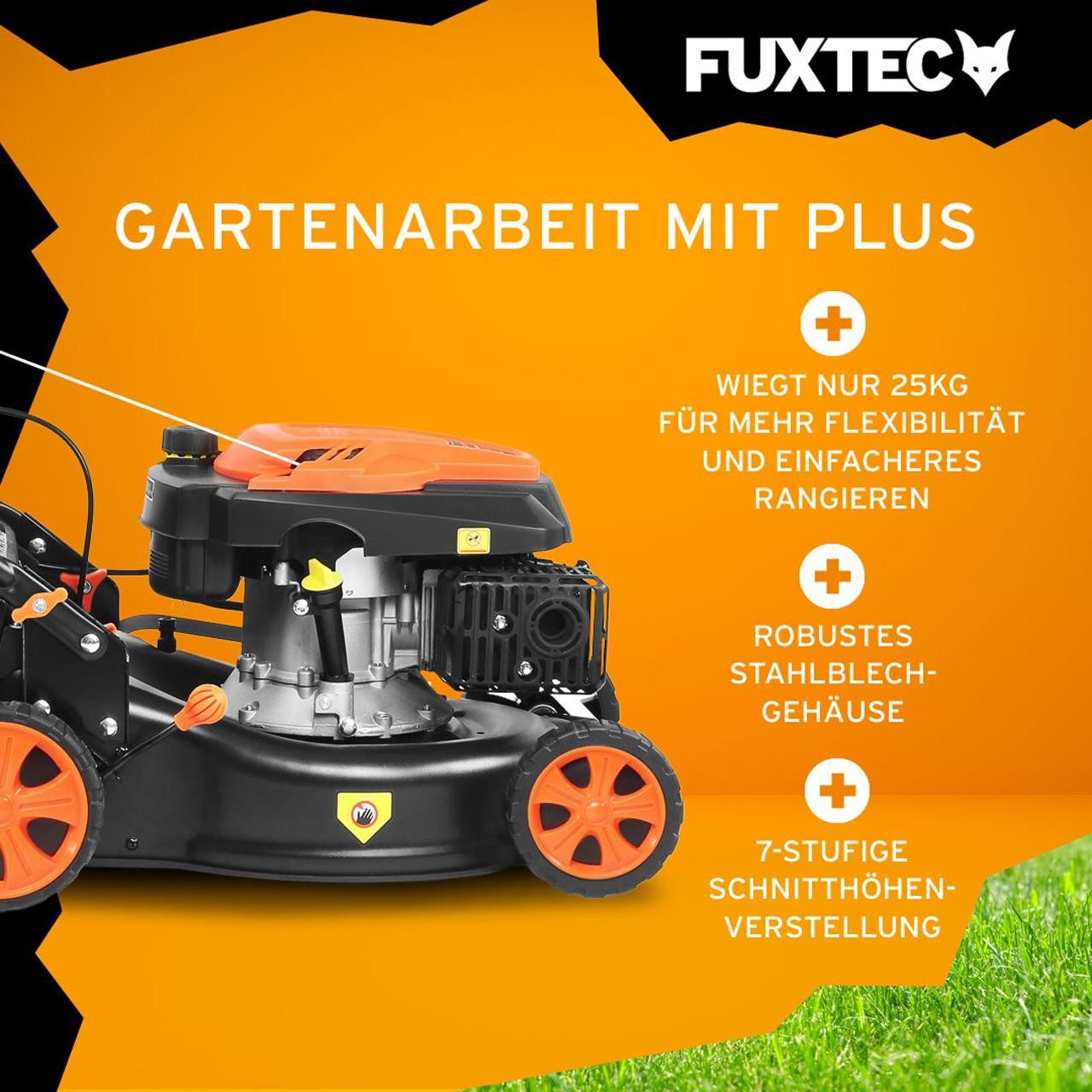 FUXTEC Benzinrasenmäher FX-RM4346ECO, 42 cm Schnittbreite, 42 cm Schnittbreite, 40 L Fangkorb, 3 PS, 146 ccm