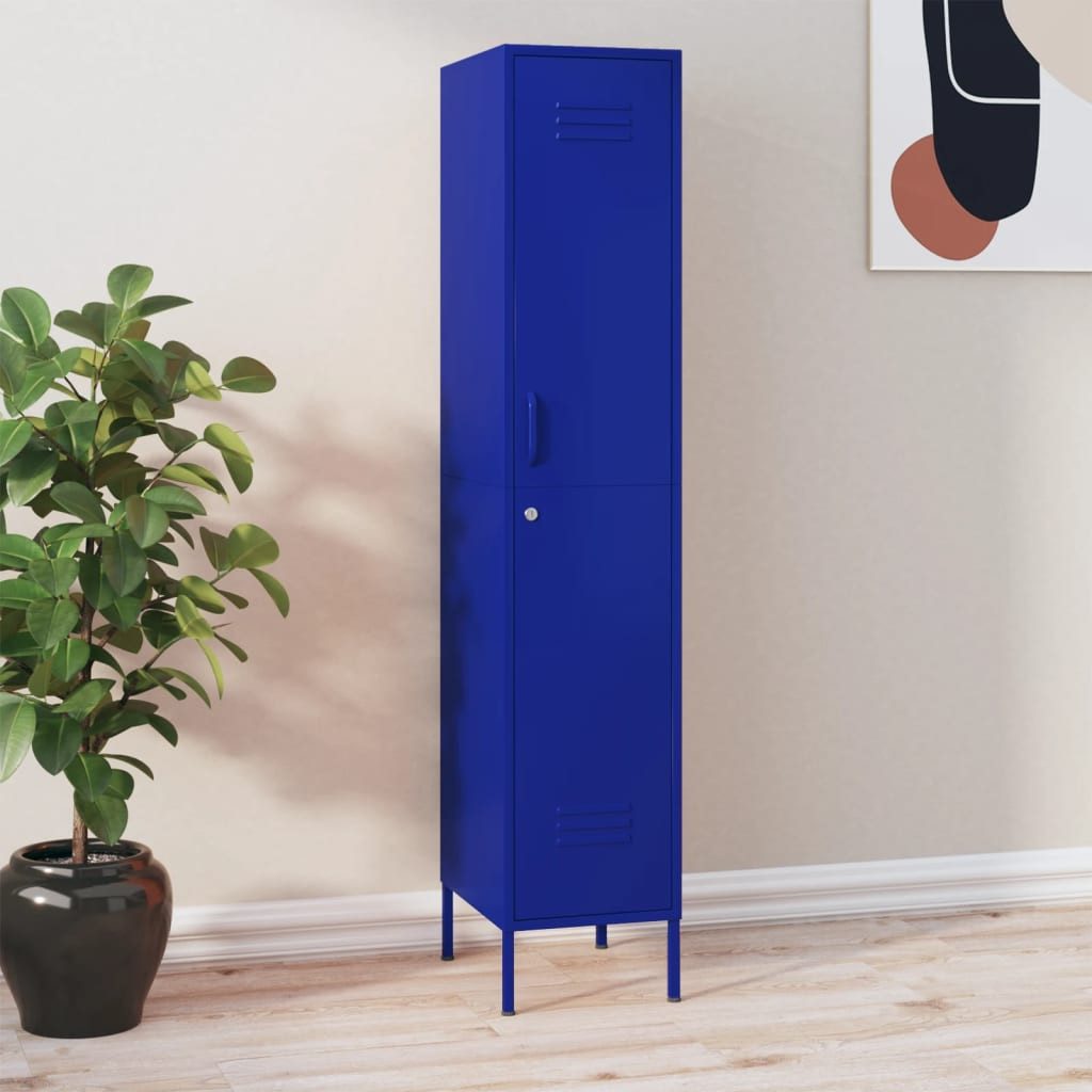 furnicato Kleiderschrank Schließfachschrank Stahl 35x46x180 cm Marineblau