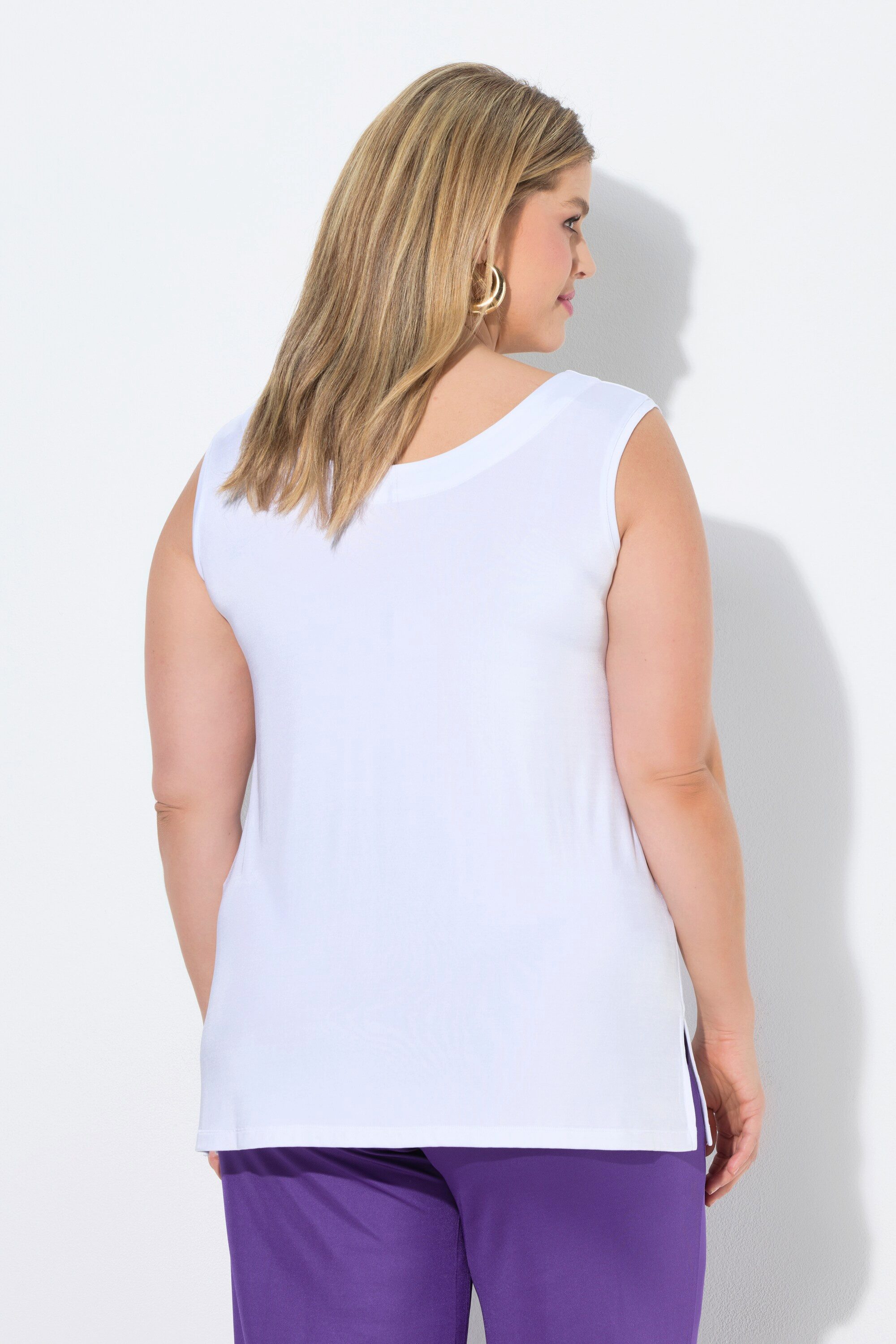 Ulla Popken Longtop Slinky-Wendetop Rundhals/V-Ausschnitt ärmellos