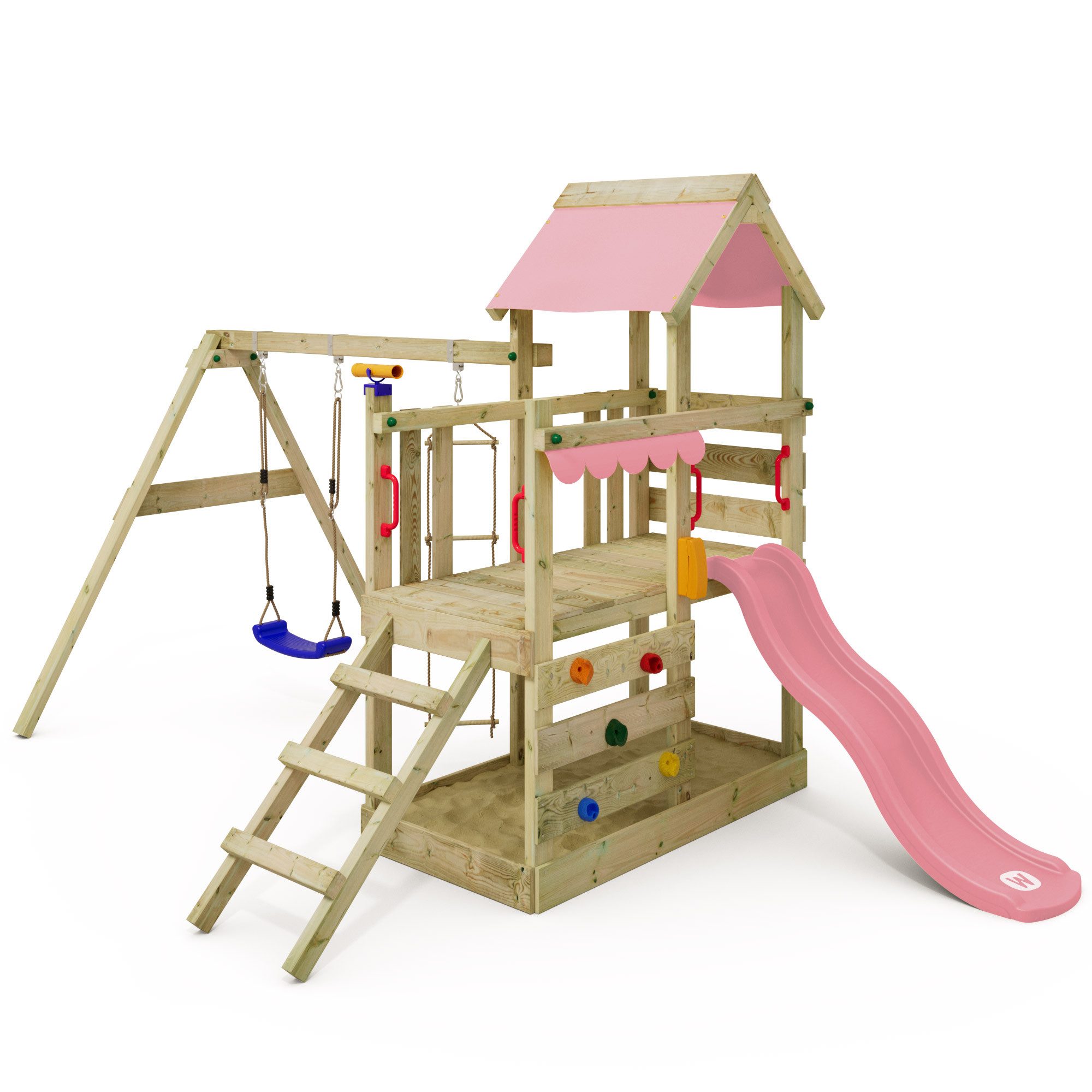 Wickey Spielturm TurboFlyer - Klettergerüst mit Rutsche & Schaukel für Kleinkinder, Garten-Spielhaus mit Integriertem Sandkasten & 10-Jahren Garantie*