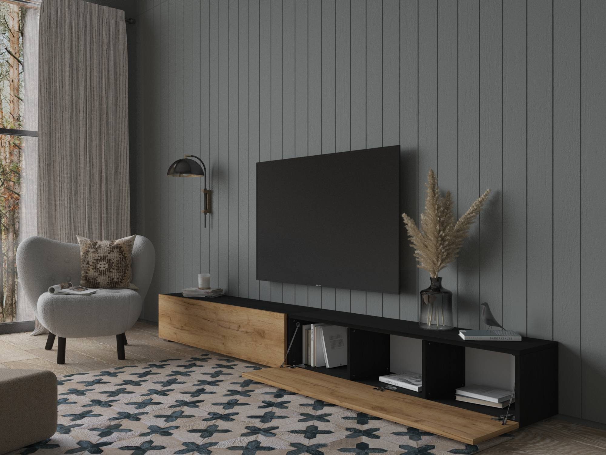 Platan Room Lowboard, Fernsehschrank 105/140/160/210/280cm breit Hängend Stehend Matt